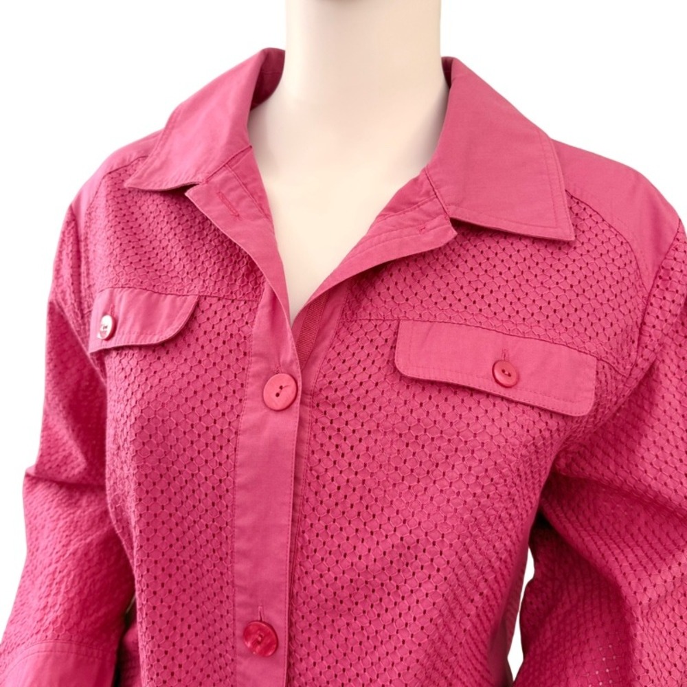 ALLISON DALEY Pink Textured Button Front Jacket Women Size‎ 16 Spring Church - Picture 4 of 15